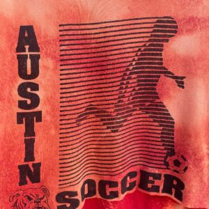 BLEACH DYED BLEACH DYED AUSTIN BULLDOG SOCCER CROPPED T-SHIRT in ORANGE, RED
