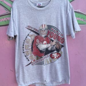 LEAGE LEADER *AS-IS* 1994 NFL SAN FRANCISCO 49ERS STEVE YOUNG GRAPHIC T-SHIRT in GRAY, RED, YELLOW