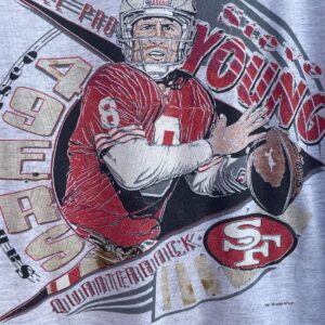 LEAGE LEADER *AS-IS* 1994 NFL SAN FRANCISCO 49ERS STEVE YOUNG GRAPHIC T-SHIRT in GRAY, RED, YELLOW