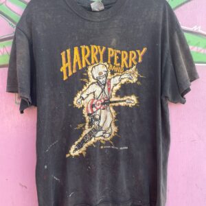 HANES AS-IS PERFECTLY DISTRESSED VENICE BEACH LEGEND HARRY PERRY GRAPHIC T-SHIRT in BLACK