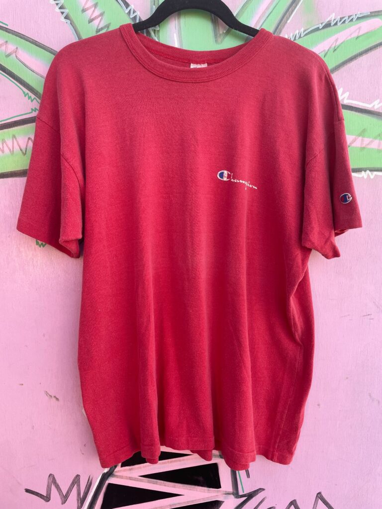 HEAVY 100% COTTON FADED RED CHAMPION SINGLE STITCH T-SHIRT