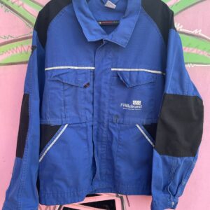 *AS-IS* COLORBLOCK ZIP UP DELIVERY WORK JACKET W/ REFLECTIVE TRIM in BLUE, BLACK