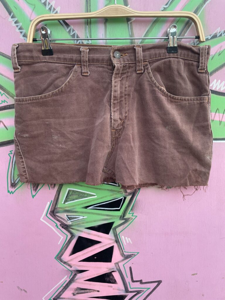 LOVE!!! PERFECTLY FADED LEVIS ORANGE TAB CUT OFF DENIM TWILL MINI SKIRT
