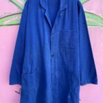 *AS-IS* PERFECTLY DISTRESSED LONG FRENCH WORKWEAR CHORE JACKET, MACHINIST COAT *REPAIRS