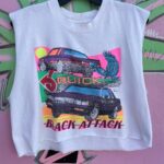 *AS-IS* RAD! DAYGLOW BUICK BLACK ATTACK GRAPHIC SLEEVELESS CROPPED T-SHIRT