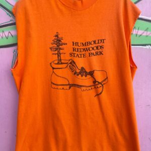 HANES HUMBOLDT REDWOODS STATE PARK SINGLE STITCH CUT SLEEVE T-SHIRT in ORANGE