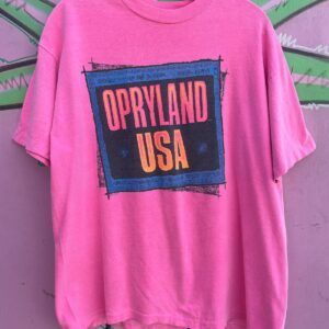 BOXY FUN! 1980S-90S DAYGLOW NEON OPRYLAND USA SINGLE STITCH T-SHIRT BOXY FIT in NEON, PINK, BLUE