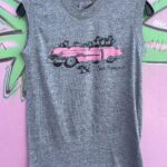EPIC CATS JOYRIDING IN PINK CATILLAC GRAPHIC SLEEVELESS T-SHIRT SAN FRANCISCO