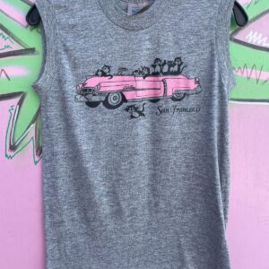SNEAKERS EPIC CATS JOYRIDING IN PINK CATILLAC GRAPHIC SLEEVELESS T-SHIRT SAN FRANCISCO in GRAY, PINK