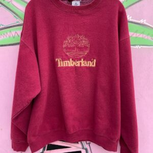 TIMBERLAND 1990S TIMBERLAND EMBROIDERED LOGO PULLOVER SWEATSHIRT, MADE IN MEXICO in MAROON