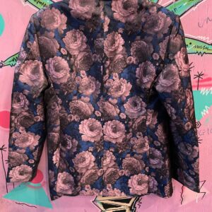 2-TONE FLORAL BROCADE BLAZER JACKET - SMALL FIT in PURPLE, BLUE