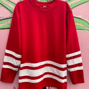 MADE IN USA 1990S STRIPED HOCKEY STYLE JERSEY in RED, WHITE