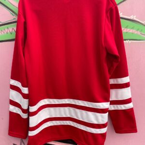 MADE IN USA 1990S STRIPED HOCKEY STYLE JERSEY in RED, WHITE