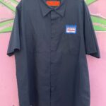 EMBROIDERED HAMMS BEER MECHANICS STYLE SHORT SLEEVE BUTTON DOWN WORK SHIRT