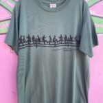 1990 ALL OVER COWBOYS ON FENCE SILHOUETTE GRAPHIC T-SHIRT HARGRAVE CATTLE RANCH MARION MT