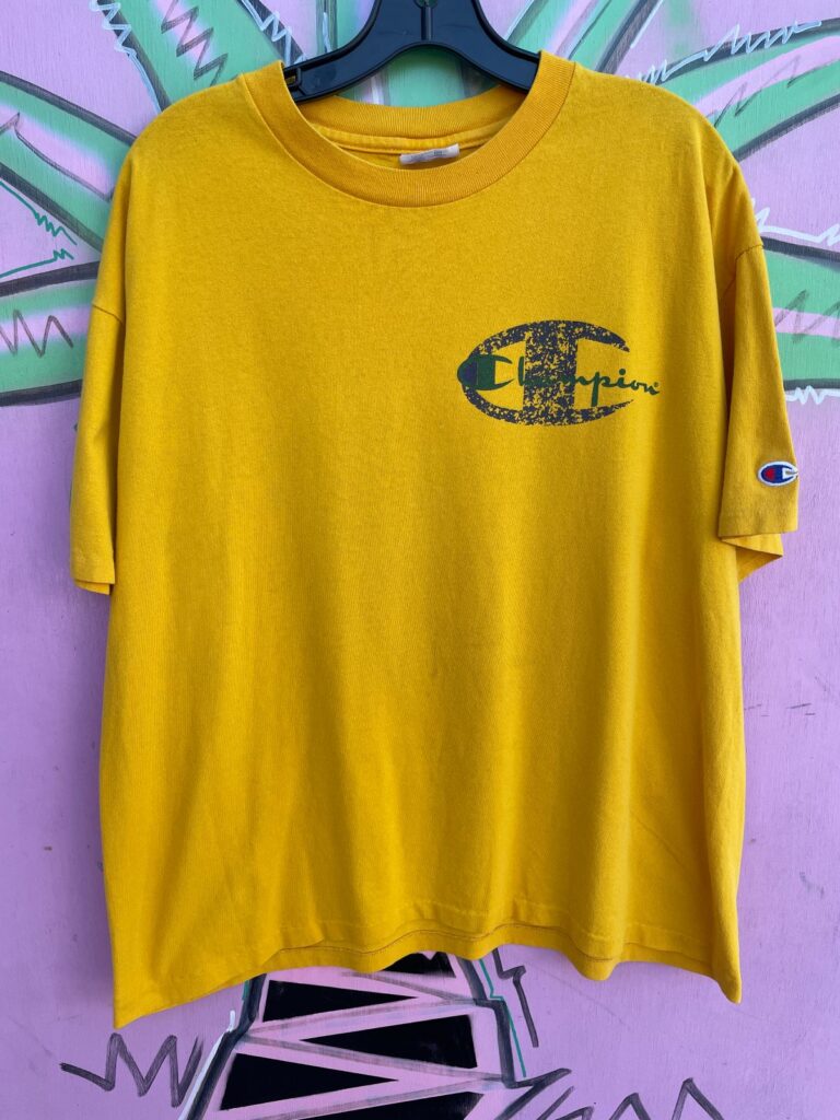 CHAMPION OVERSIZED LOGO GRAPHIC SINGLE STITCH BOXY CUT T-SHIRT, FRONT & BACK HIT