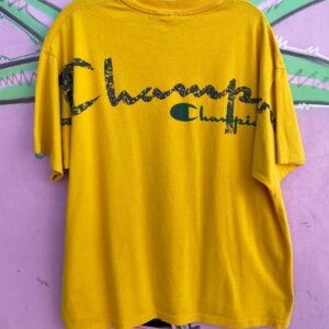 CHAMPION CHAMPION OVERSIZED LOGO GRAPHIC SINGLE STITCH BOXY CUT T-SHIRT, FRONT & BACK HIT in YELLOW, GREEN