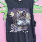 BOXY ALASKA HOWLING WOLF GRAPHIC CUT SLEEVE T-SHIRT TANK