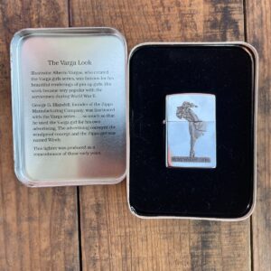 ZIPPO AS-IS ZIPPO VARGA GIRL PINUP LIGHTER W/ METAL TIN DISPLAY CASE