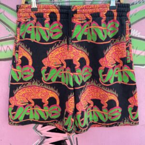 VANS BRIGHT! NEON IGUANA PRINT COTTON TERRYCLOTH PRINT SWEATSHORTS in BLACK, PINK, GREEN
