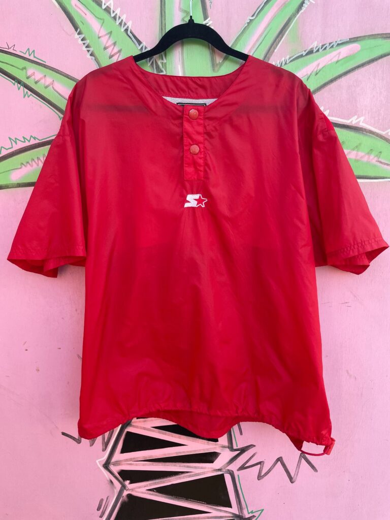 RAD & RARE! 1990S SHORT SLEEVE QUARTER BUTTON NYLON WINDBREAKER SHIRT