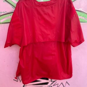 STARTER RAD & RARE! 1990S SHORT SLEEVE QUARTER BUTTON NYLON WINDBREAKER SHIRT in RED