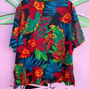 HILO HATTIE BRIGHT! 100% COTTON SATURATED TROPICAL PRINT HAWAIIAN SHIRT in RED, GREEN, BLUE
