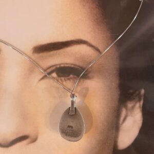 RONALD & PETRA CHAVEZ RPC STAMPED TEARDROP TURQUOISE STERLING SILVER PENDANT NECKLACE