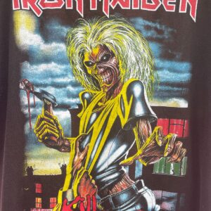 SUN FADED REPOP IRON MAIDEN KILLER T-SHIRT in BLACK