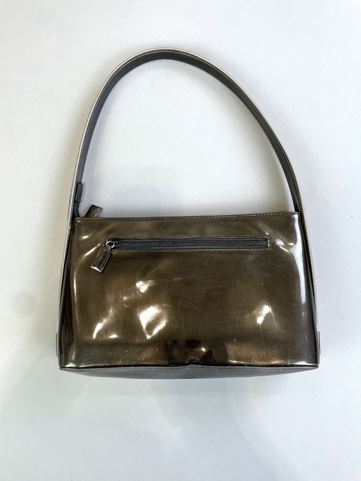 GUCCI *AS-IS* COOL! 1990S CLEAR GUNMETAL PVC SINGLE STRAP SHOULDER BAG in GRAY