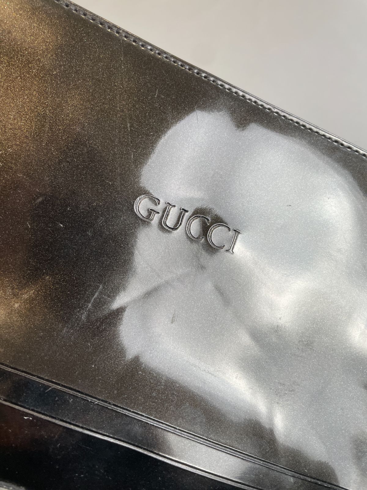 GUCCI *AS-IS* COOL! 1990S CLEAR GUNMETAL PVC SINGLE STRAP SHOULDER BAG in GRAY