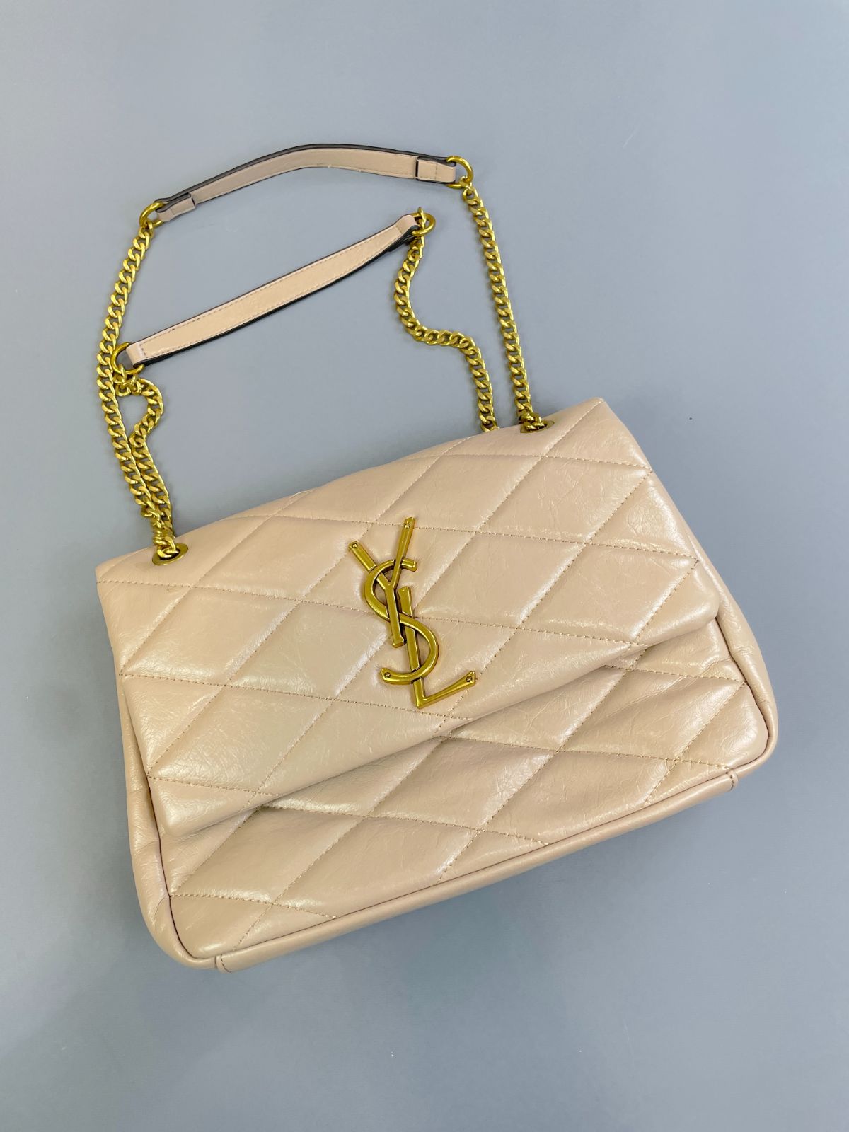 YSL BEAUTIFUL! FAUX YSL DOUBLE FLAP QUILTED LEATHER SHOULDER BAG, ADJUSTABLE DOUBLE CHAIN HANDLE in PINK
