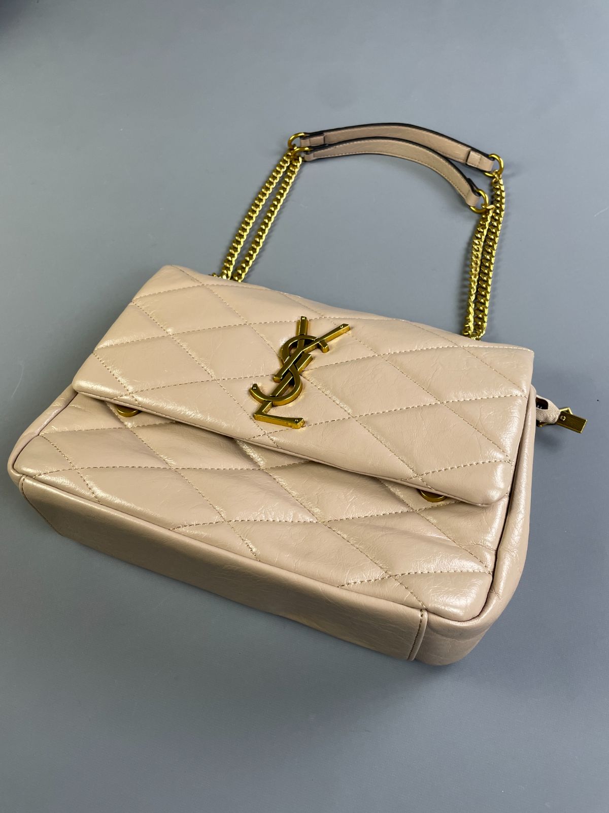 YSL BEAUTIFUL! FAUX YSL DOUBLE FLAP QUILTED LEATHER SHOULDER BAG, ADJUSTABLE DOUBLE CHAIN HANDLE in PINK
