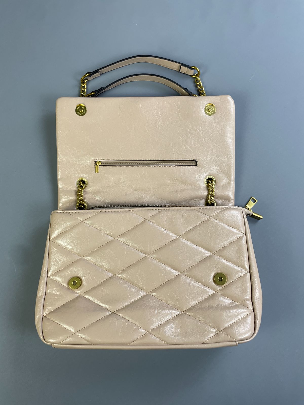 YSL BEAUTIFUL! FAUX YSL DOUBLE FLAP QUILTED LEATHER SHOULDER BAG, ADJUSTABLE DOUBLE CHAIN HANDLE in PINK