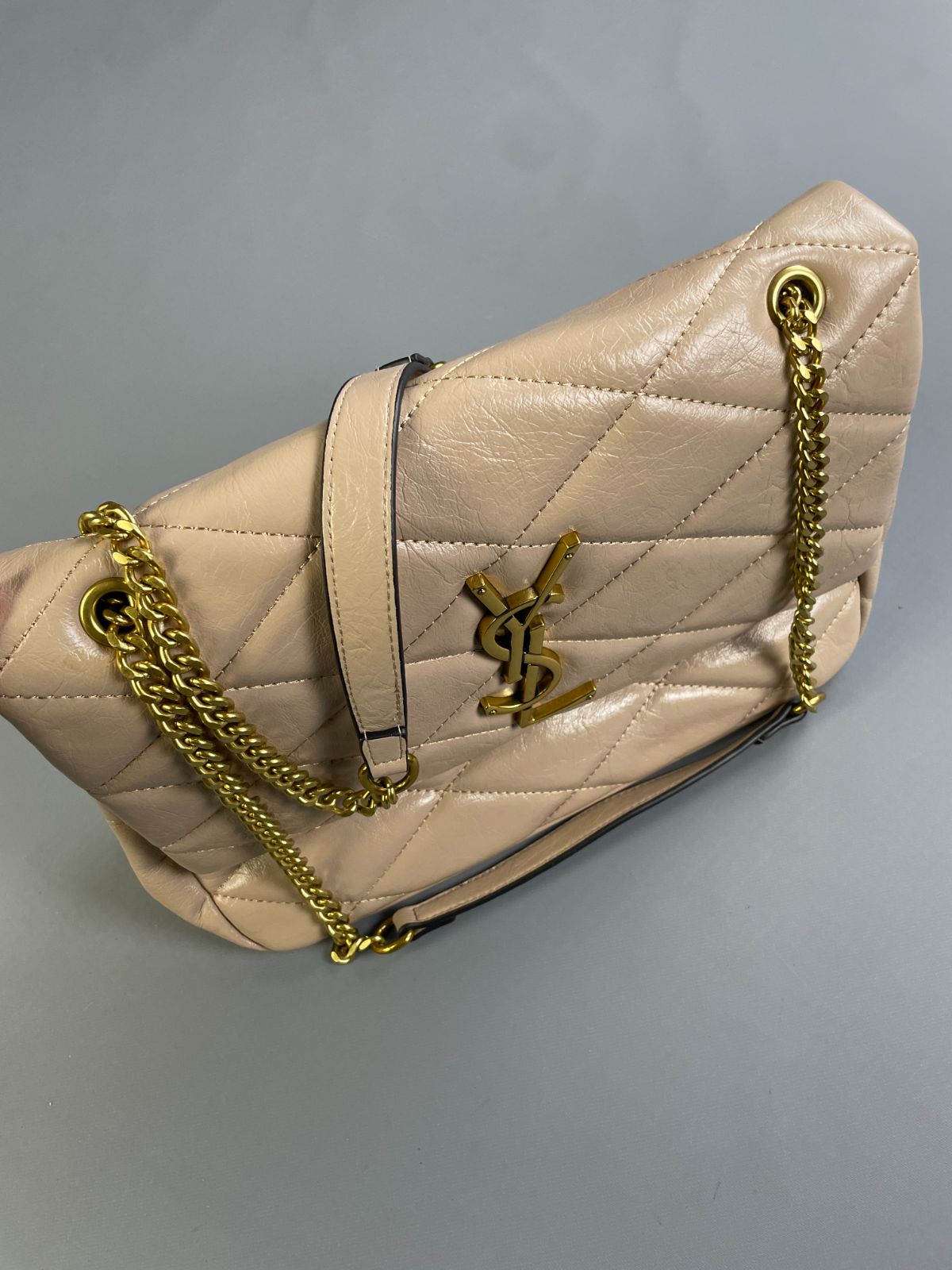 YSL BEAUTIFUL! FAUX YSL DOUBLE FLAP QUILTED LEATHER SHOULDER BAG, ADJUSTABLE DOUBLE CHAIN HANDLE in PINK