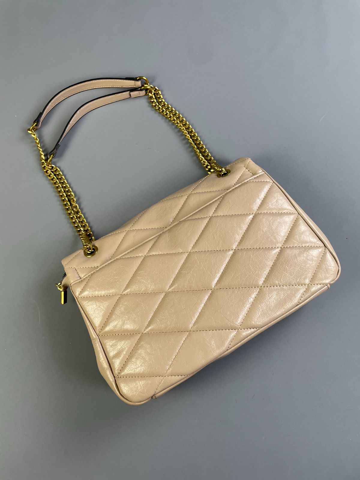 YSL BEAUTIFUL! FAUX YSL DOUBLE FLAP QUILTED LEATHER SHOULDER BAG, ADJUSTABLE DOUBLE CHAIN HANDLE in PINK