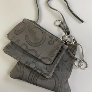 DOLCE & GABBANA *AS-IS* Y2K! JACQUARD D&G MONOGRAM TRIPLE COMPARTMENT CROSSBODY SHOULDER BAG in GRAY