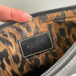 DOLCE & GABBANA *AS-IS* Y2K! JACQUARD D&G MONOGRAM TRIPLE COMPARTMENT CROSSBODY SHOULDER BAG in GRAY