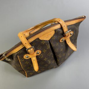 LOUIS VUITTON *AS-IS* BEAUTIFUL! Y2K RUCHED THETA STYLE LV MONOGRAM HANDBAG in BROWN, YELLOW