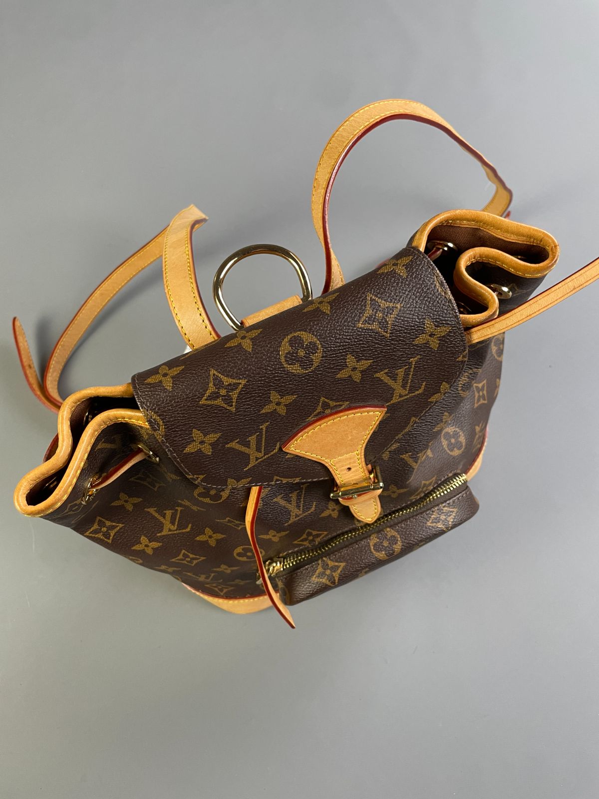 LOUIS VUITTON RETRO 1990S LOUIS VUITTON MONOGRAM MINI BACKPACK, LEATHER TRIM in BROWN, YELLOW