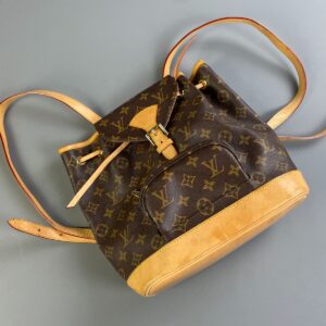 LOUIS VUITTON RETRO 1990S LOUIS VUITTON MONOGRAM MINI BACKPACK, LEATHER TRIM in BROWN, YELLOW