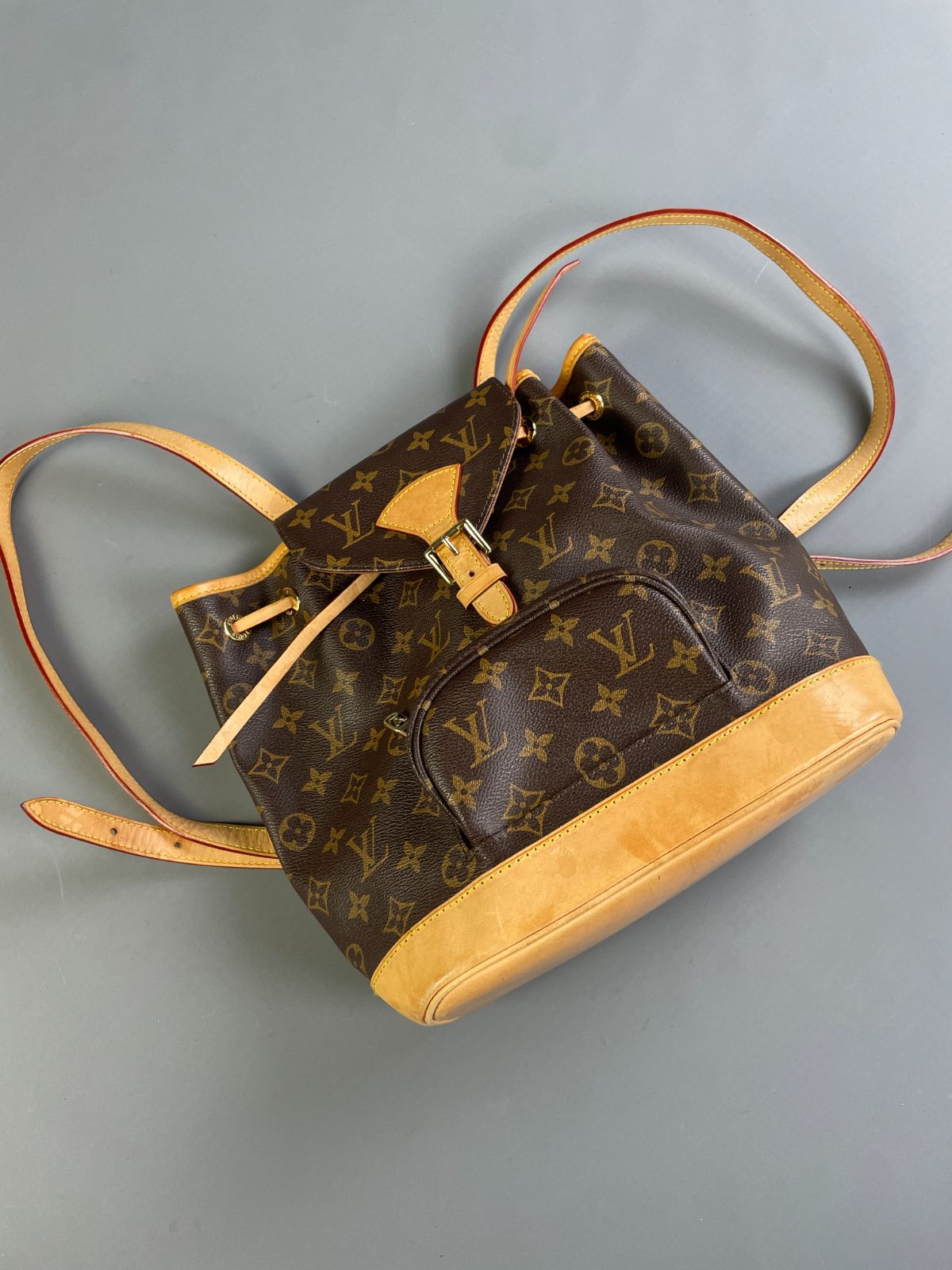 LOUIS VUITTON RETRO 1990S LOUIS VUITTON MONOGRAM MINI BACKPACK, LEATHER TRIM in BROWN, YELLOW