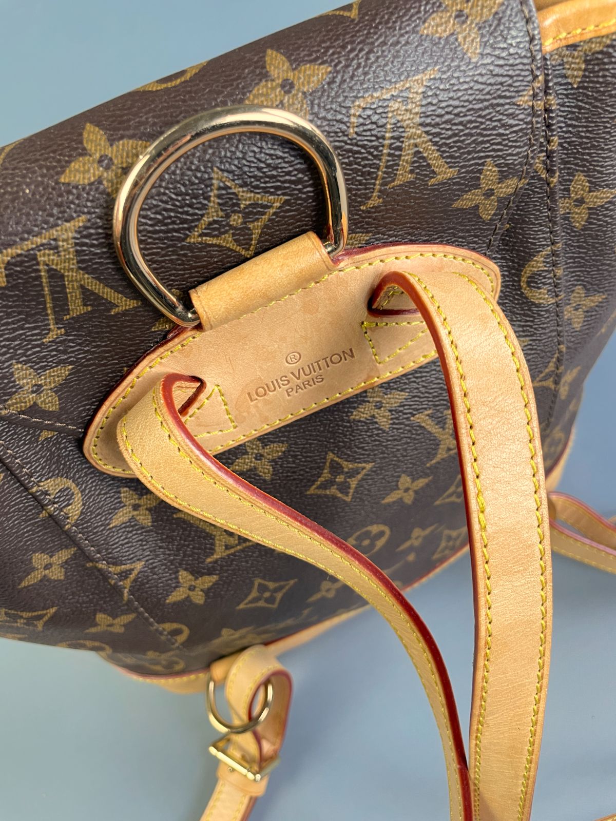 LOUIS VUITTON RETRO 1990S LOUIS VUITTON MONOGRAM MINI BACKPACK, LEATHER TRIM in BROWN, YELLOW