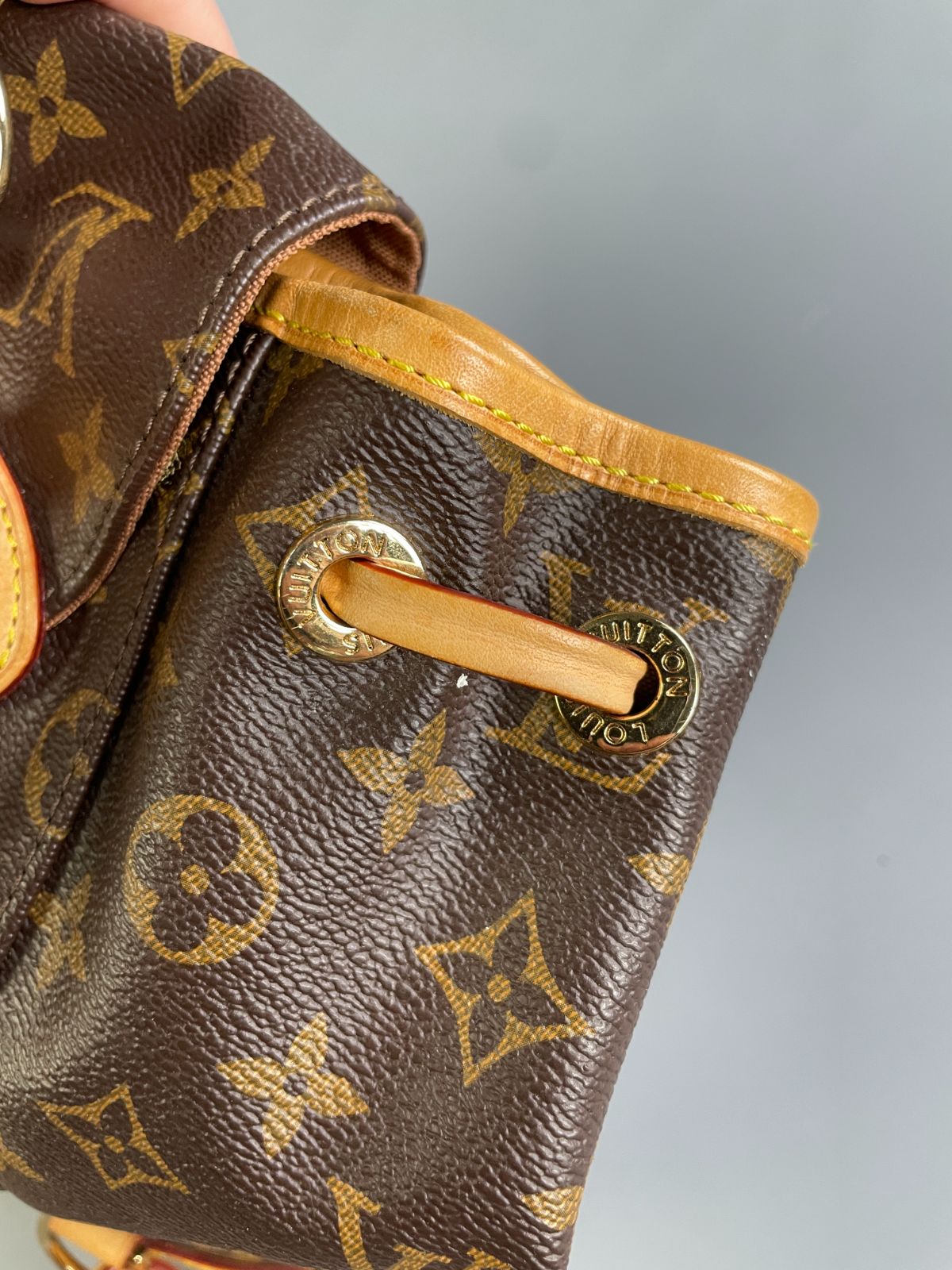 LOUIS VUITTON RETRO 1990S LOUIS VUITTON MONOGRAM MINI BACKPACK, LEATHER TRIM in BROWN, YELLOW