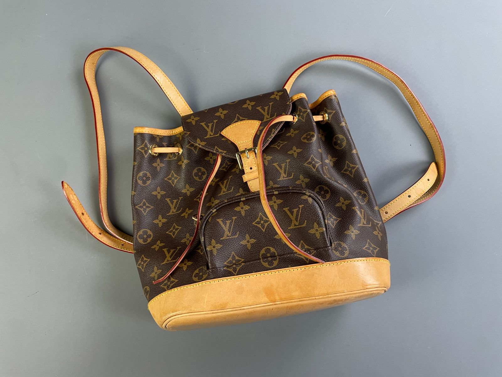 LOUIS VUITTON RETRO 1990S LOUIS VUITTON MONOGRAM MINI BACKPACK, LEATHER TRIM in BROWN, YELLOW
