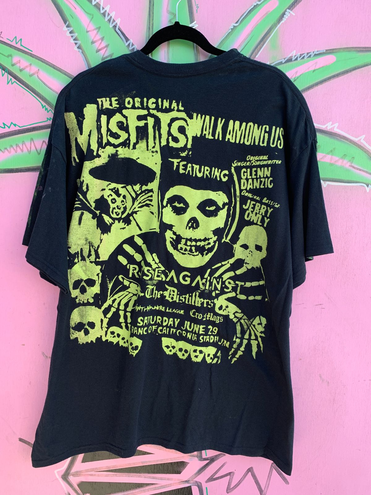 RICK THE DICK MISFITS CUSTOM HAND PAINTED OVER SMOKING SKULL GRAPHIC T-SHIRT in BLACK, GREEN
