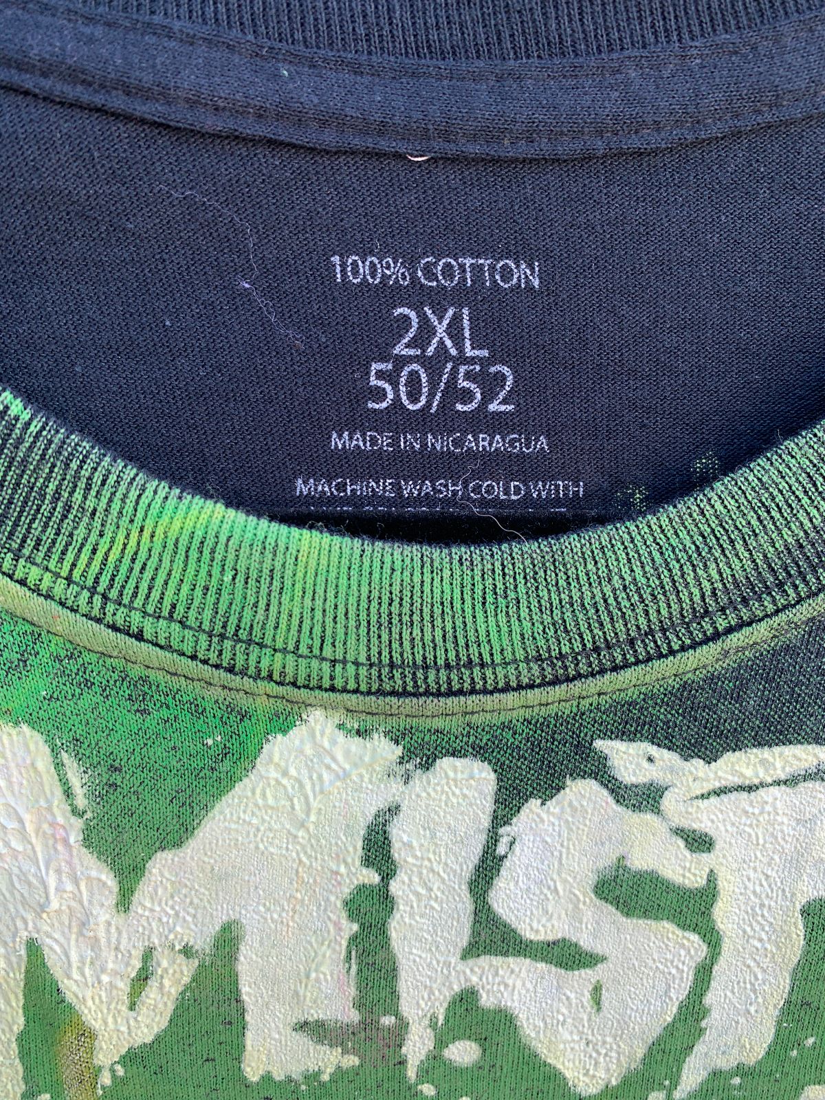 RICK THE DICK MISFITS CUSTOM HAND PAINTED OVER SMOKING SKULL GRAPHIC T-SHIRT in BLACK, GREEN