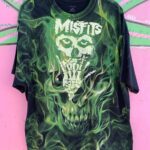 MISFITS CUSTOM HAND PAINTED OVER SMOKING SKULL GRAPHIC T-SHIRT