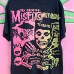 MISFITS CUSTOM HAND PAINTED OMBRE OVER SMOKING SKULL GRAPHIC T-SHIRT