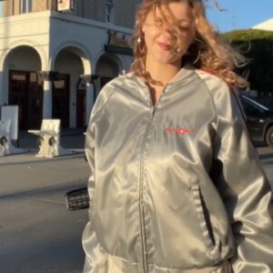 HORIZON PAC BELL SILVER ZIPUP JACKET W/ RED PIPING in SILVER, RED